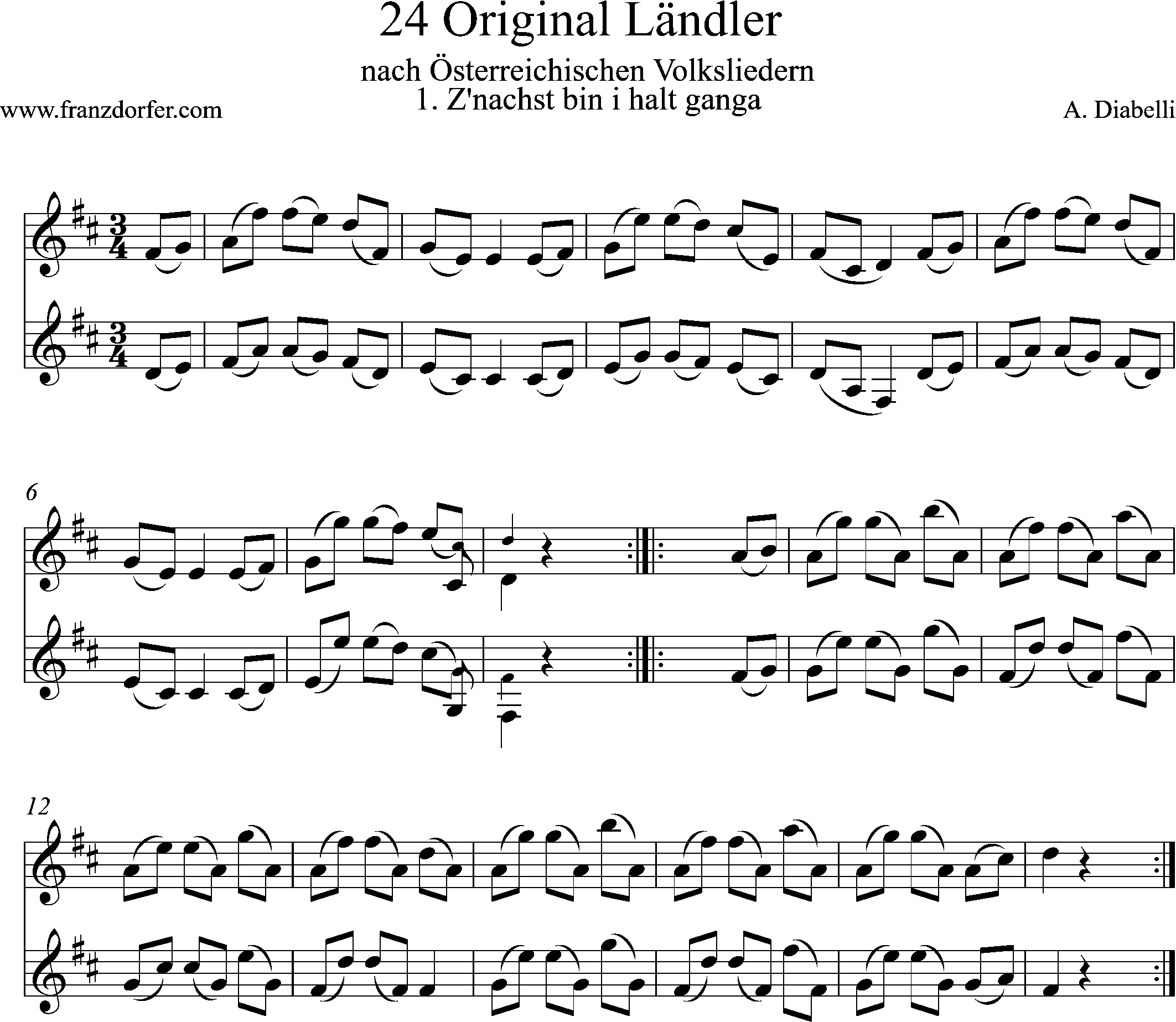 Gitarre +Klatinette, Noten, Ländler No. 1